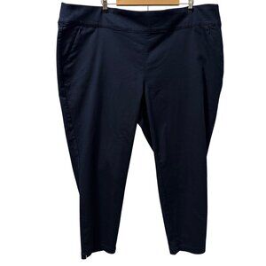 Cj Banks Womens Navy Ankle-Length Pull-On Pants Size 24W Cotton Blend. NWT